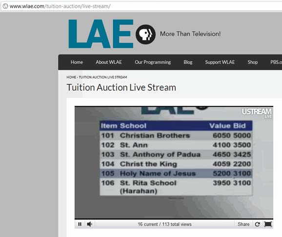 Auction Application - PBS Live Stream