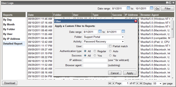 Detailed Login Report Filtering