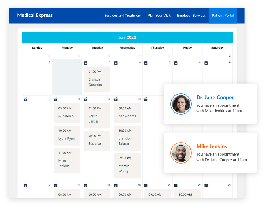 Appointment scheduling calendar for physicians