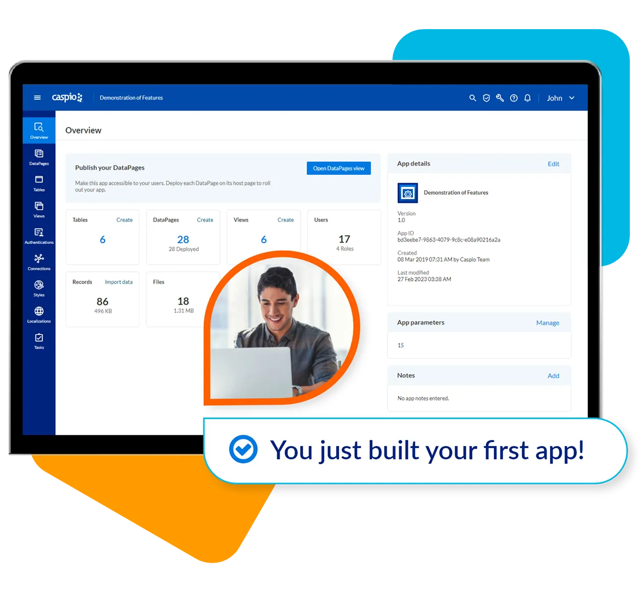 Demonstration of Caspio features during onboarding