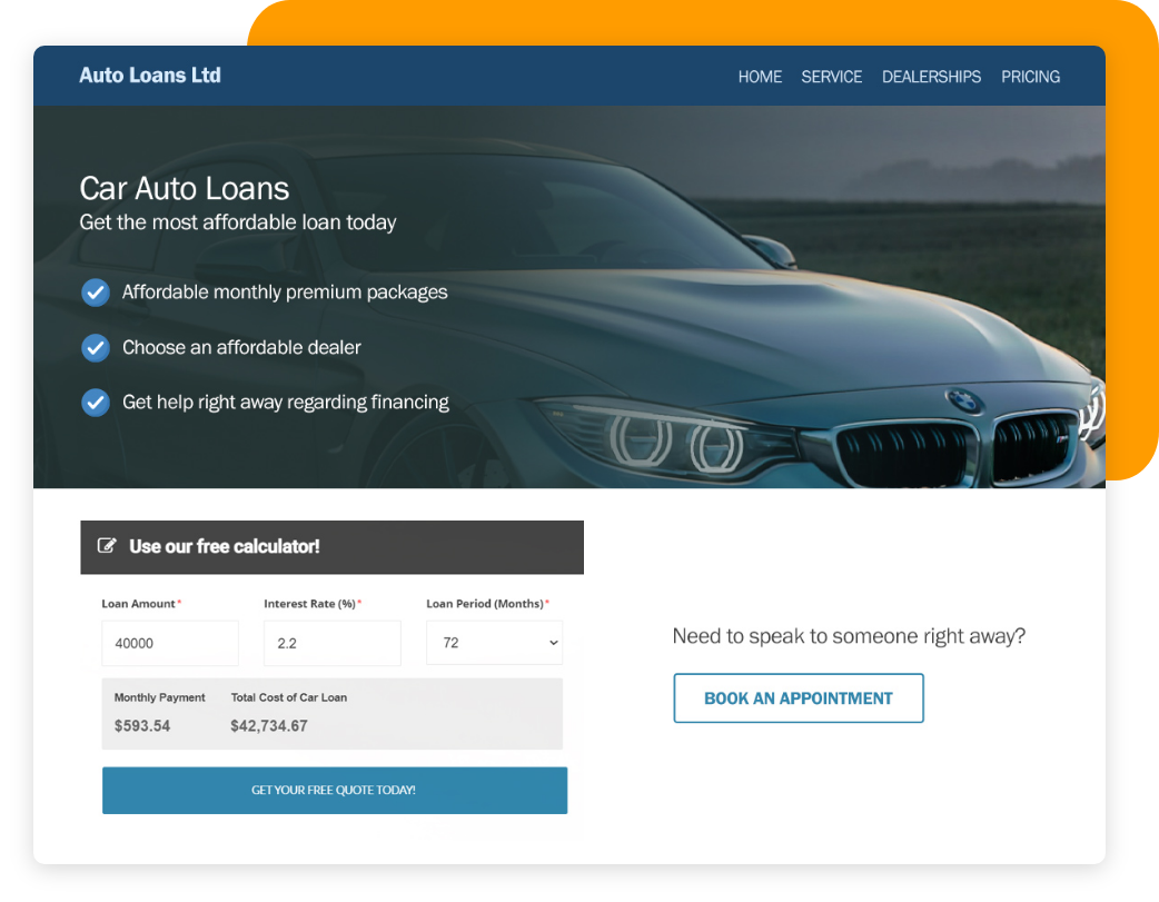 Calculator app for car auto loans