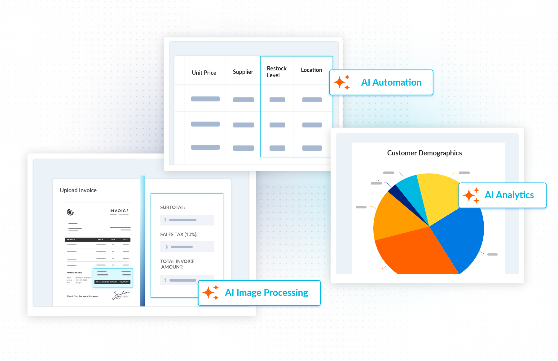 AI image processing, automation and analytics