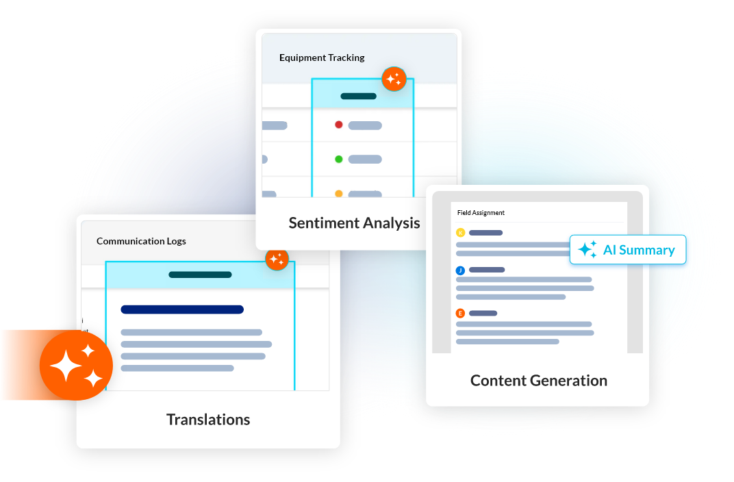 AI equipment tracking, translation and content generation