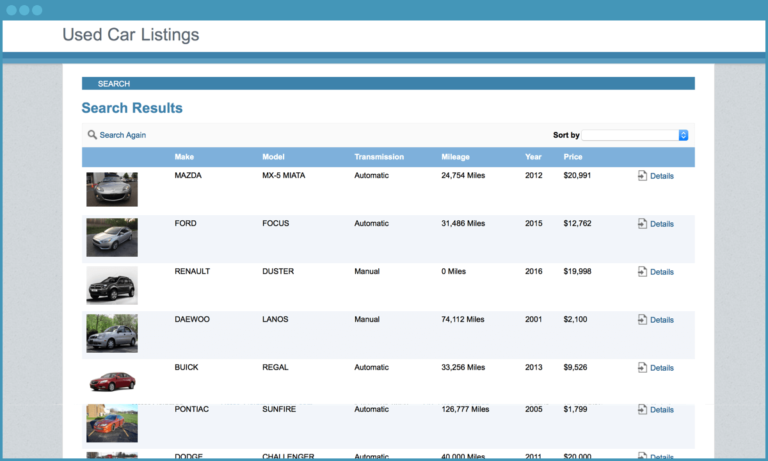 Used Car Listings App