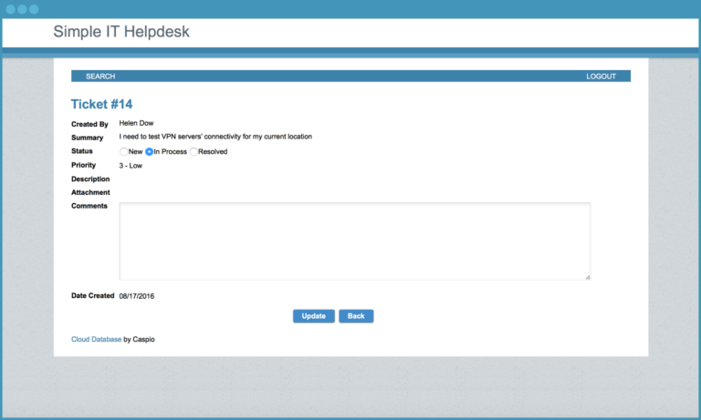 Caspio's Simple IT Helpdesk